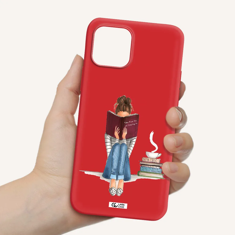 Reading Hobby Girl Apple iPhone 12 mini Silicone Imperial Red Case