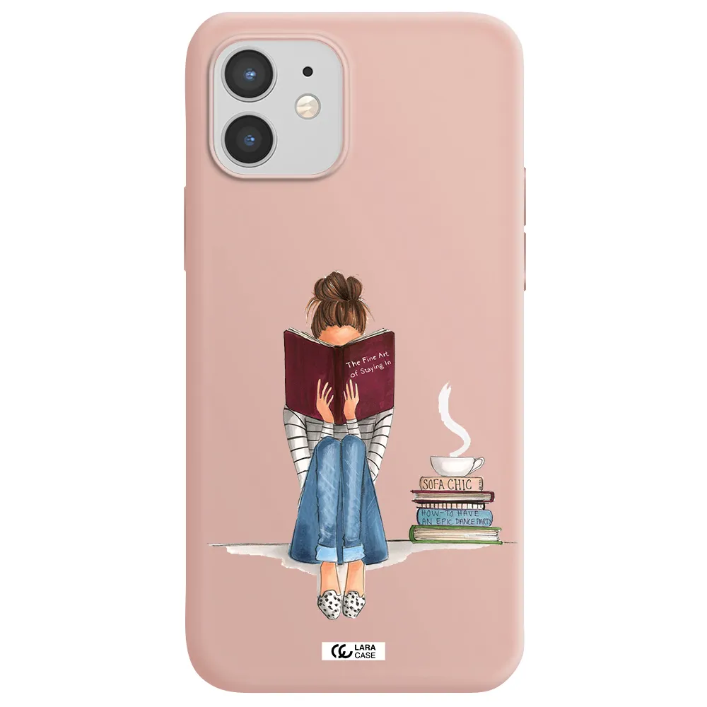 Reading Hobby Girl Apple iPhone 12 mini Silicone pastel pink Case
