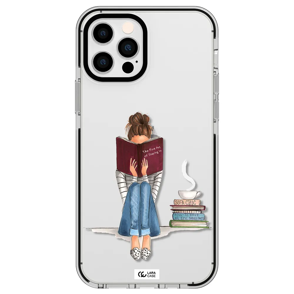 Reading Hobby Girl Apple iPhone 12 pro impact black border Case