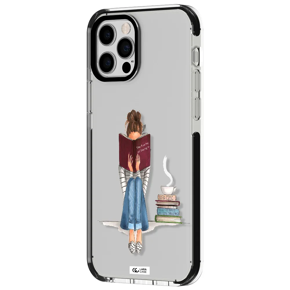 Reading Hobby Girl Apple iPhone 12 pro impact black border Case