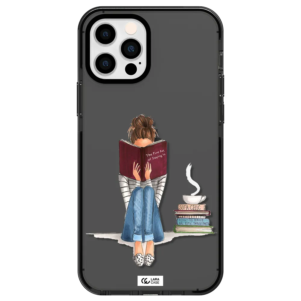 Reading Hobby Girl Apple iPhone 12 pro impact Smoke Black Case