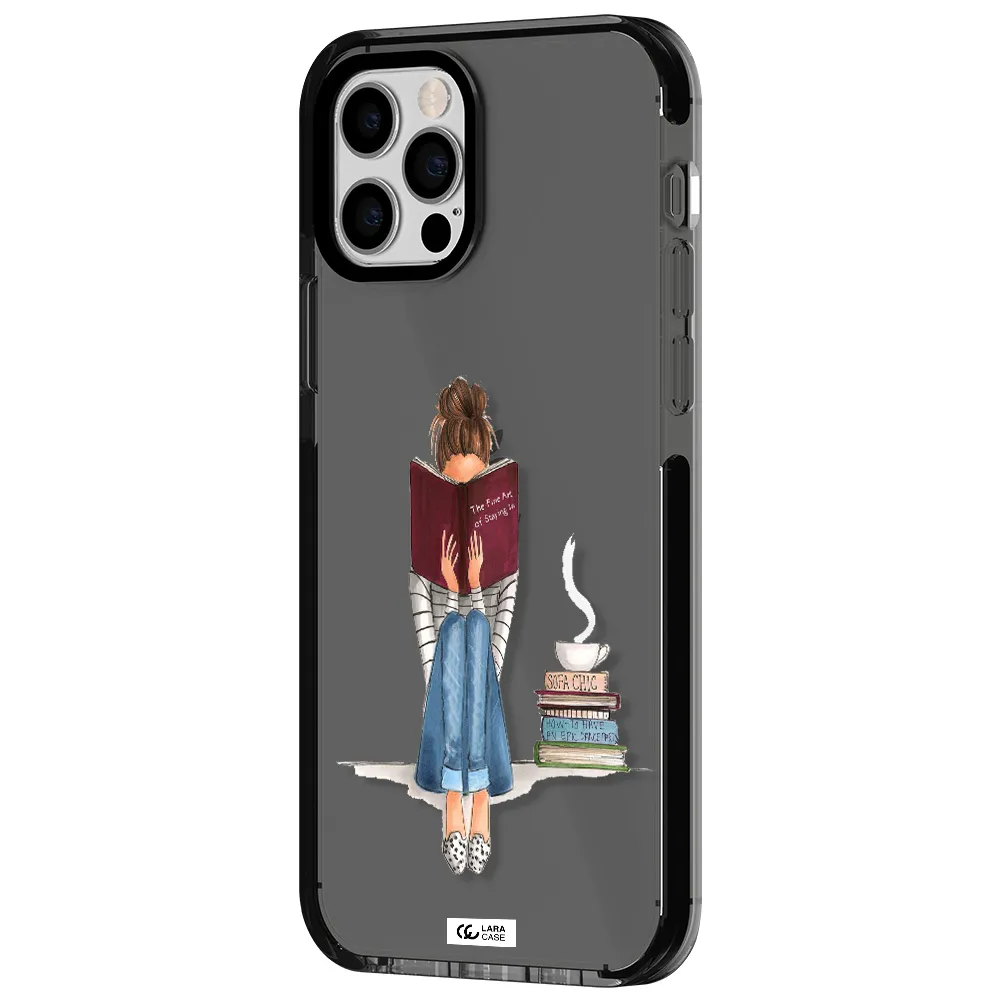 Reading Hobby Girl Apple iPhone 12 pro impact Smoke Black Case