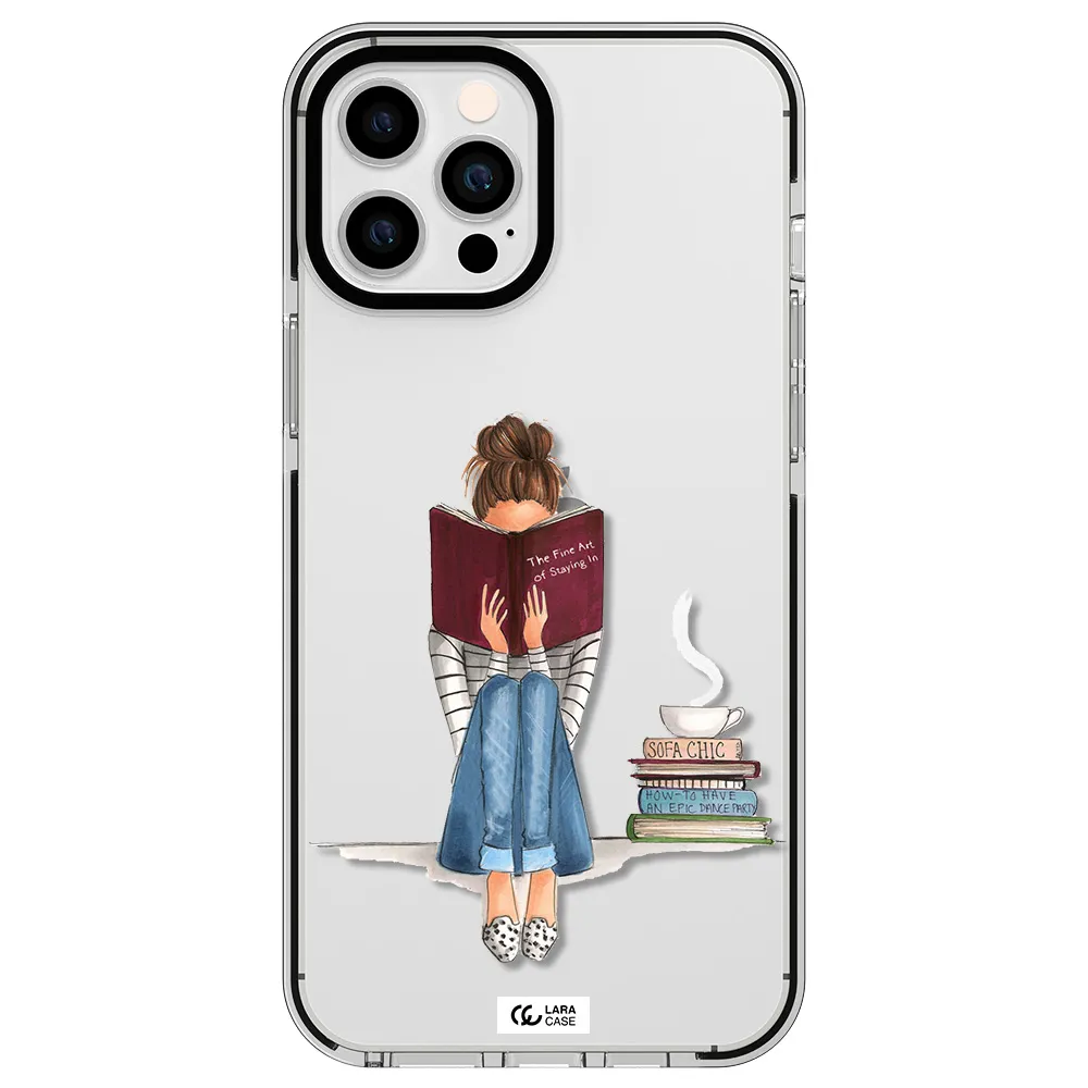 Reading Hobby Girl Apple iPhone 12 pro max impact black border Case