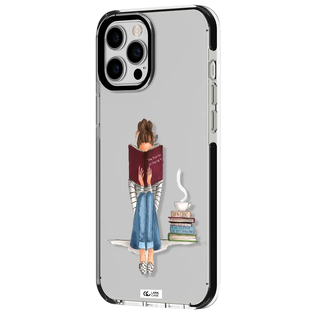 Reading Hobby Girl Apple iPhone 12 pro max impact black border Case