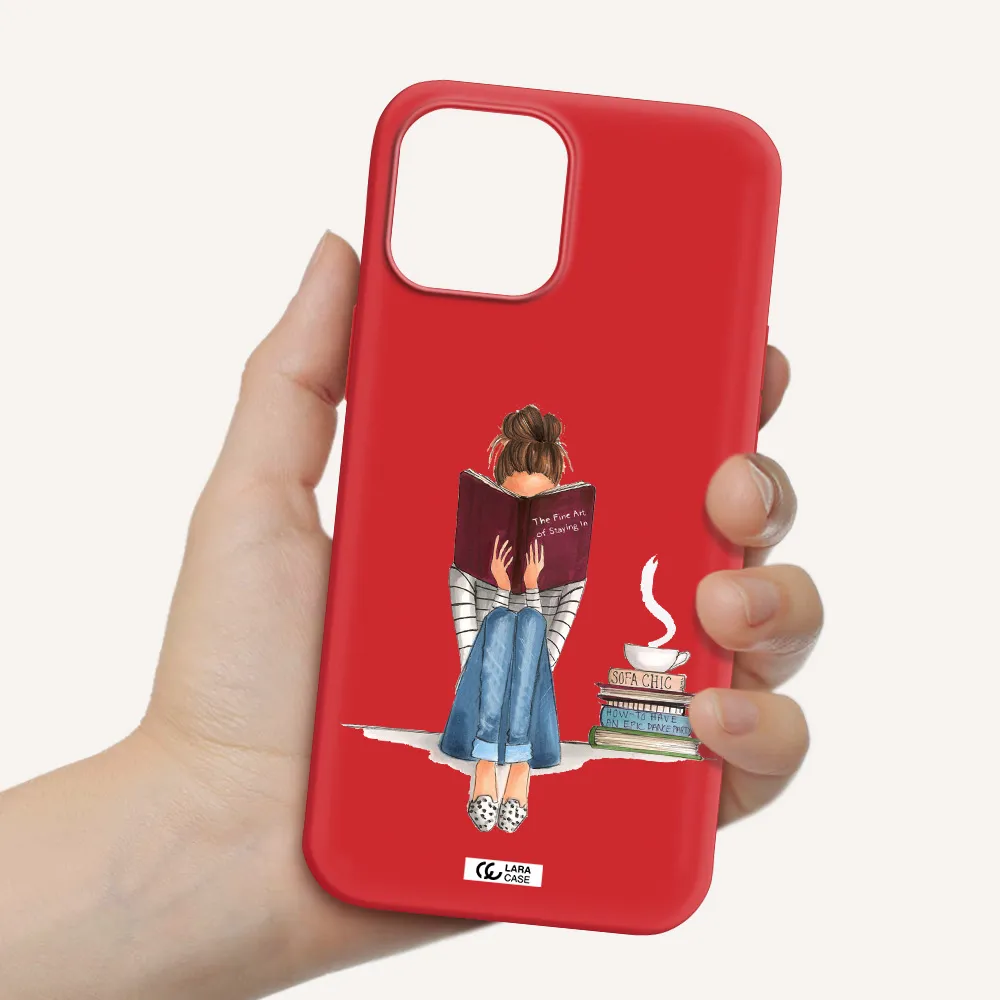 Reading Hobby Girl Apple iPhone 12 pro max Silicone Imperial Red Case