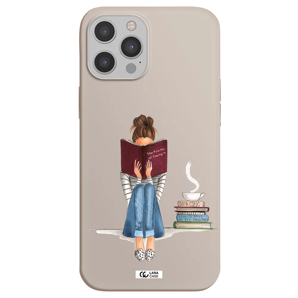 Reading Hobby Girl Apple iPhone 12 pro max Silicone Stone Case