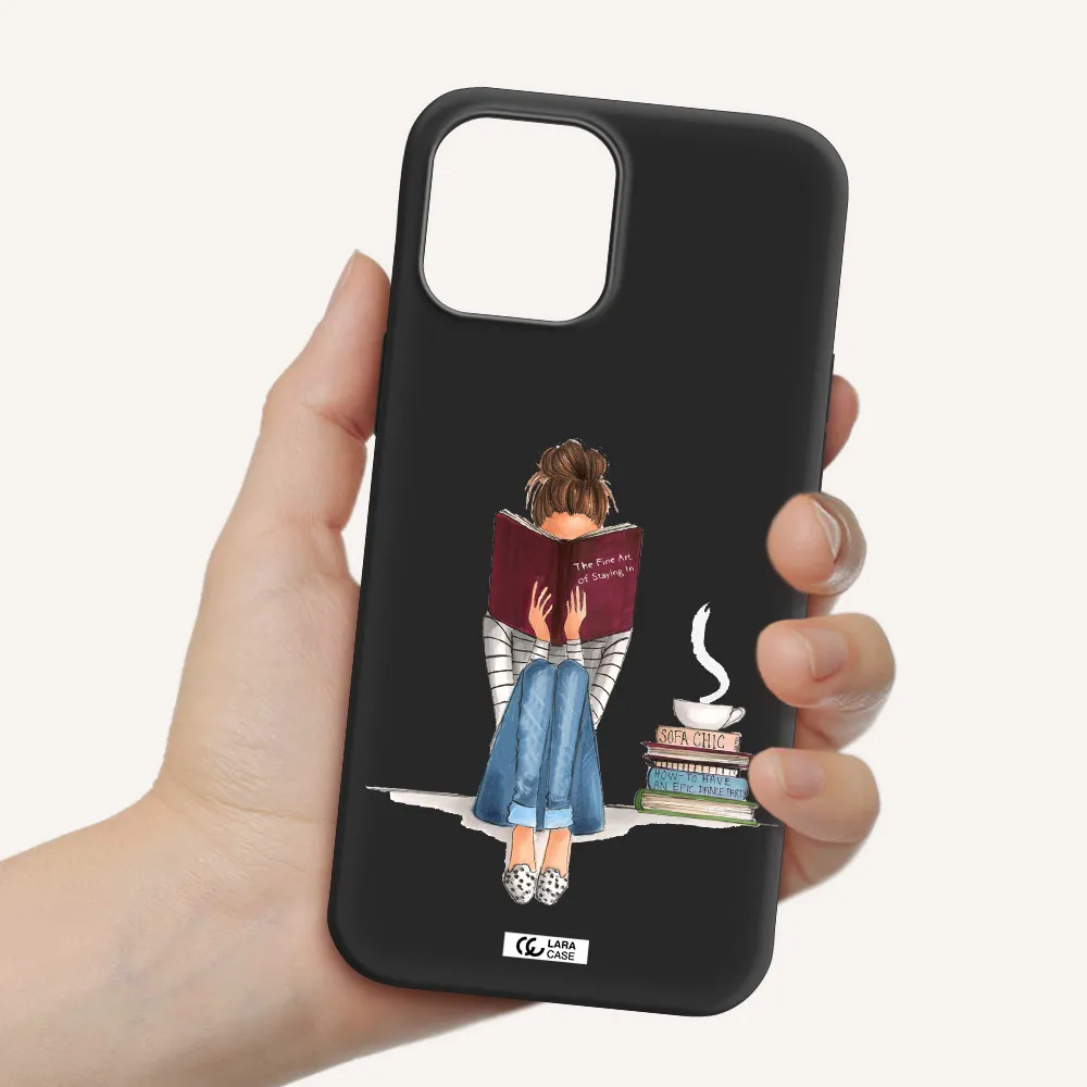 Reading Hobby Girl Apple iPhone 12 pro Silicone black Case