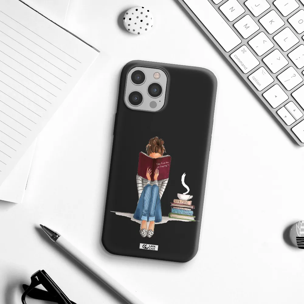 Reading Hobby Girl Apple iPhone 12 pro Silicone black Case