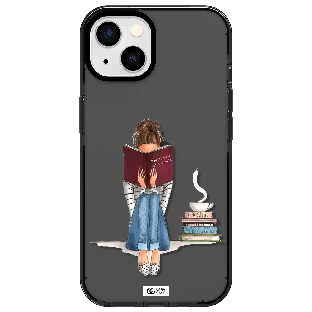 Reading Hobby Girl Apple iPhone 13 impact Smoke Black Case