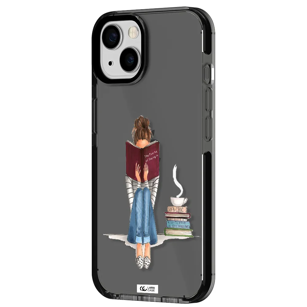 Reading Hobby Girl Apple iPhone 13 impact Smoke Black Case