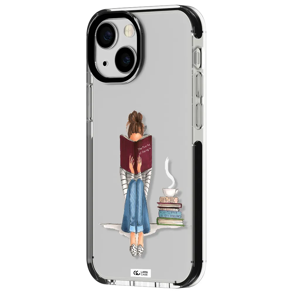 Reading Hobby Girl Apple iPhone 13 mini impact black border Case