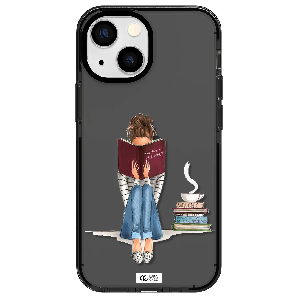 Reading Hobby Girl Apple iPhone 13 mini impact Smoke Black Case