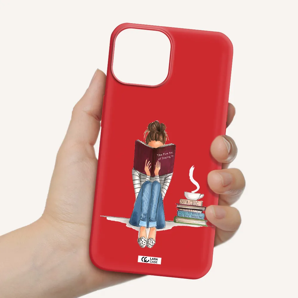 Reading Hobby Girl Apple iPhone 13 mini Silicone Imperial Red Case