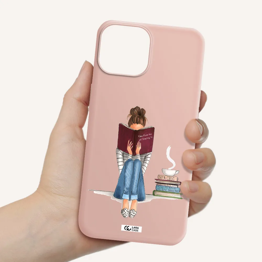 Reading Hobby Girl Apple iPhone 13 mini Silicone pastel pink Case