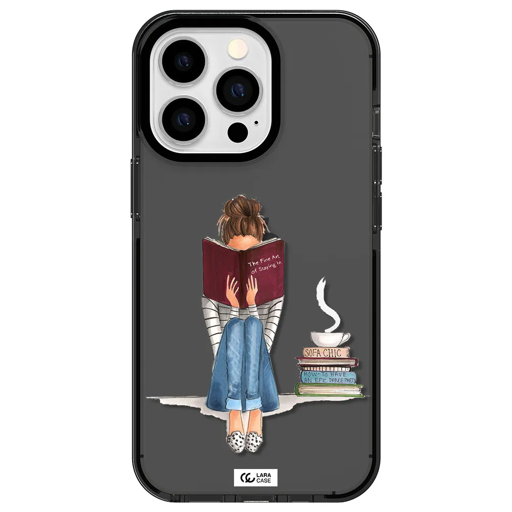 Reading Hobby Girl Apple iPhone 13 Pro impact Smoke Black Case