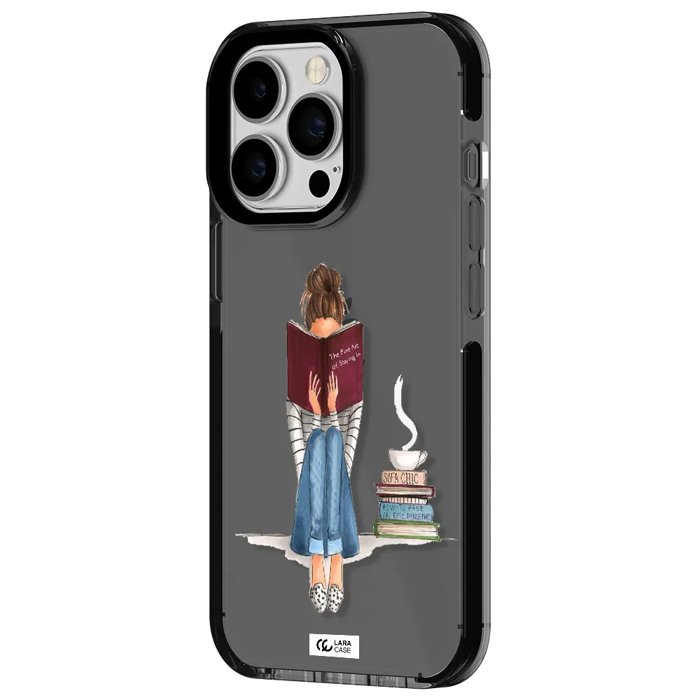 Reading Hobby Girl Apple iPhone 13 Pro impact Smoke Black Case