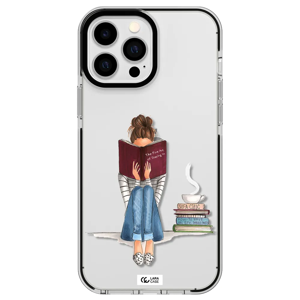 Reading Hobby Girl Apple iPhone 13 Pro Max impact black border Case