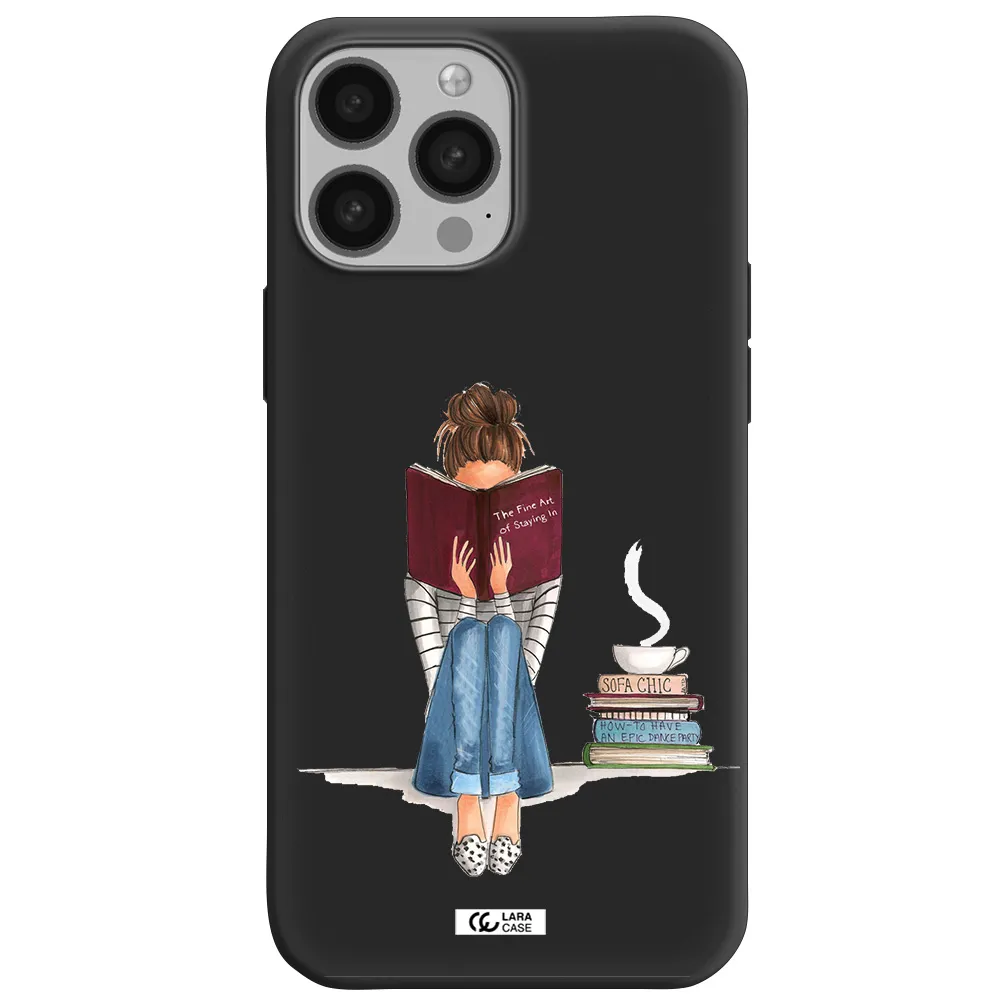Reading Hobby Girl Apple iPhone 13 Pro Max Silicone black Case