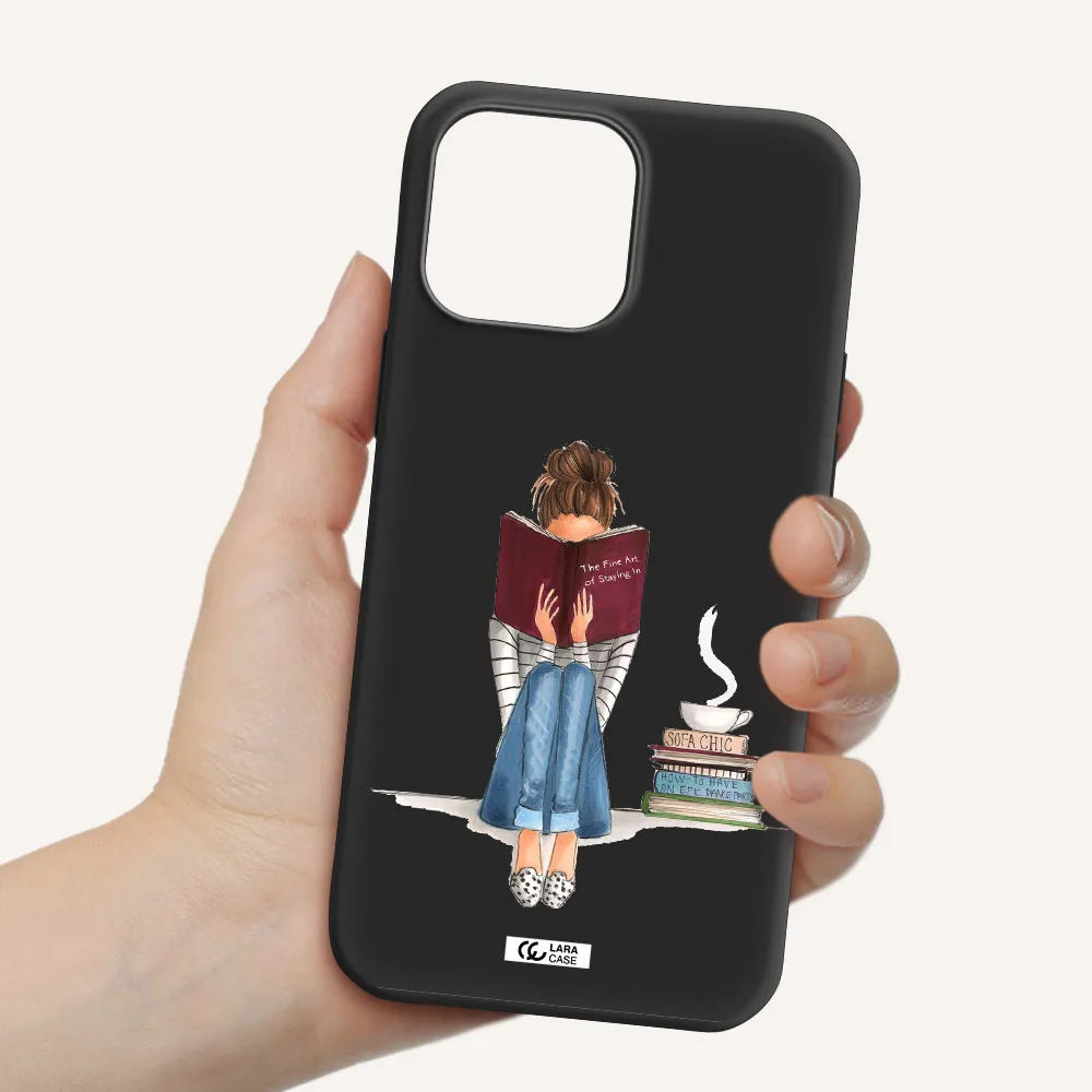 Reading Hobby Girl Apple iPhone 13 Pro Max Silicone black Case
