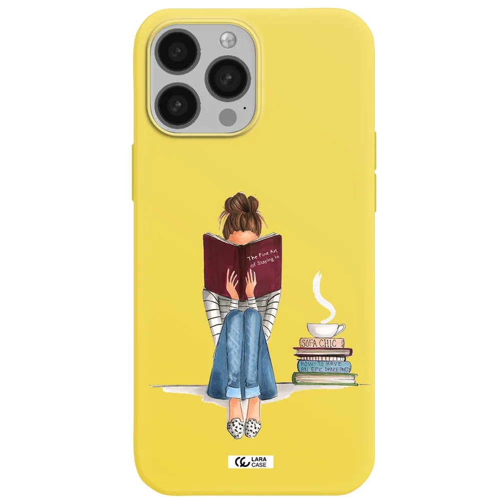 Reading Hobby Girl Apple iPhone 13 Pro Max Silicone canary yellow Case