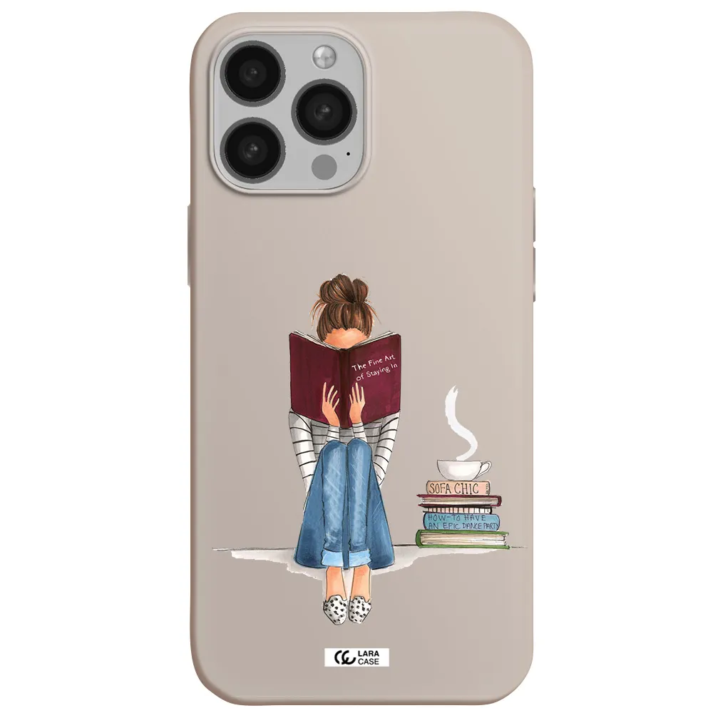 Reading Hobby Girl Apple iPhone 13 Pro Max Silicone Stone Case