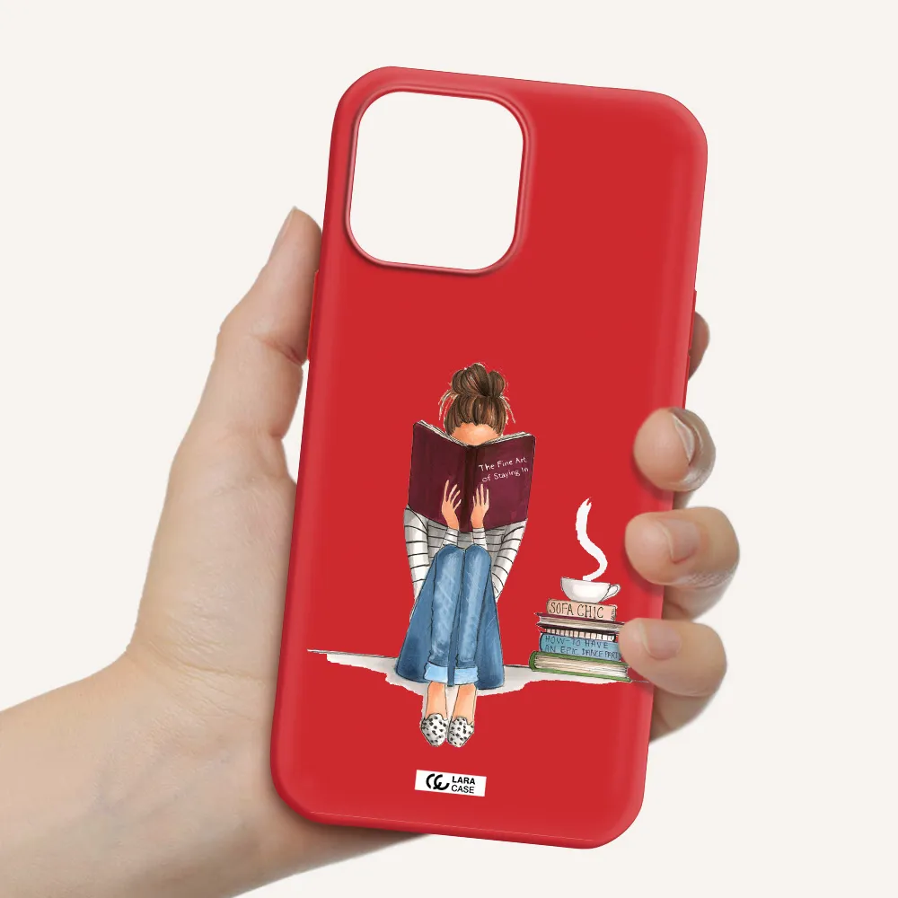Reading Hobby Girl Apple iPhone 13 Pro Silicone Imperial Red Case