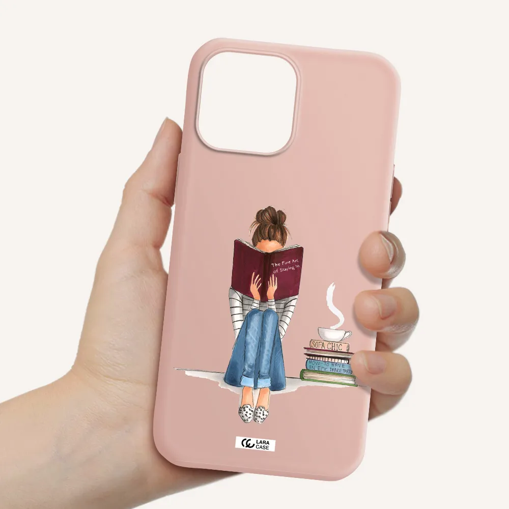 Reading Hobby Girl Apple iPhone 13 Pro Silicone pastel pink Case