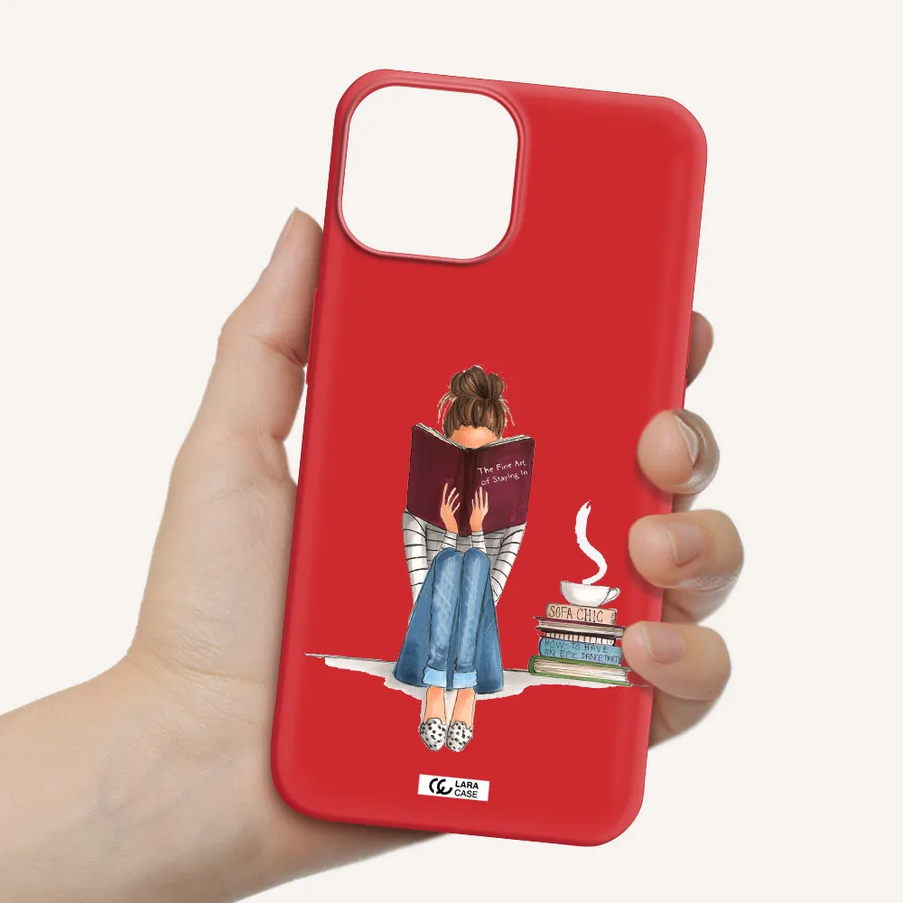 Reading Hobby Girl Apple iPhone 13 Silicone Imperial Red Case