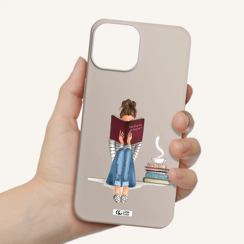 Reading Hobby Girl Apple iPhone 13 Silicone Stone Case