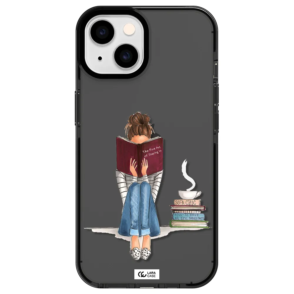 Reading Hobby Girl Apple iPhone 14 impact Smoke Black Case