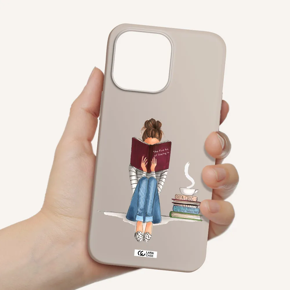 Reading Hobby Girl Apple iPhone 14 pro max Silicone Stone Case