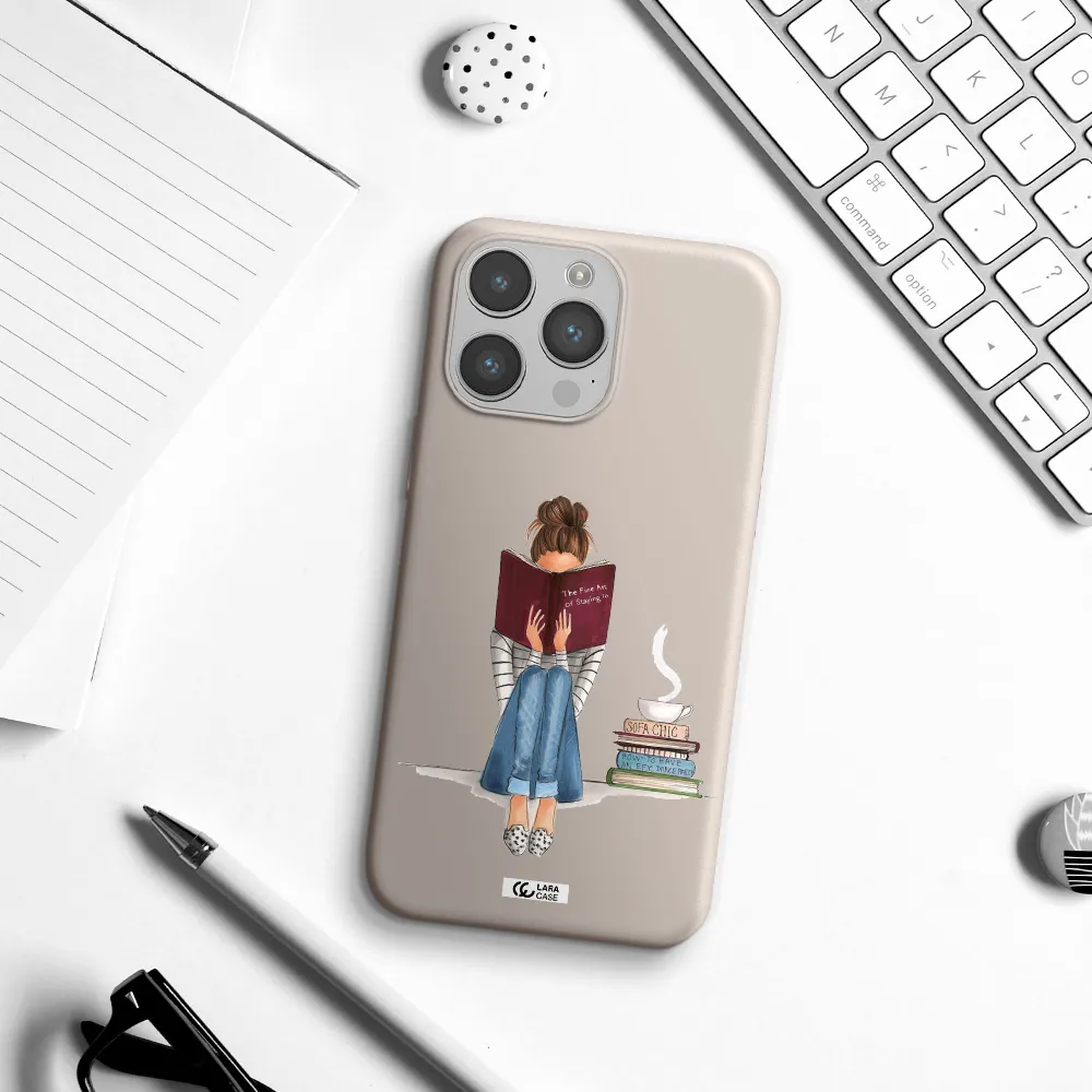 Reading Hobby Girl Apple iPhone 14 pro max Silicone Stone Case