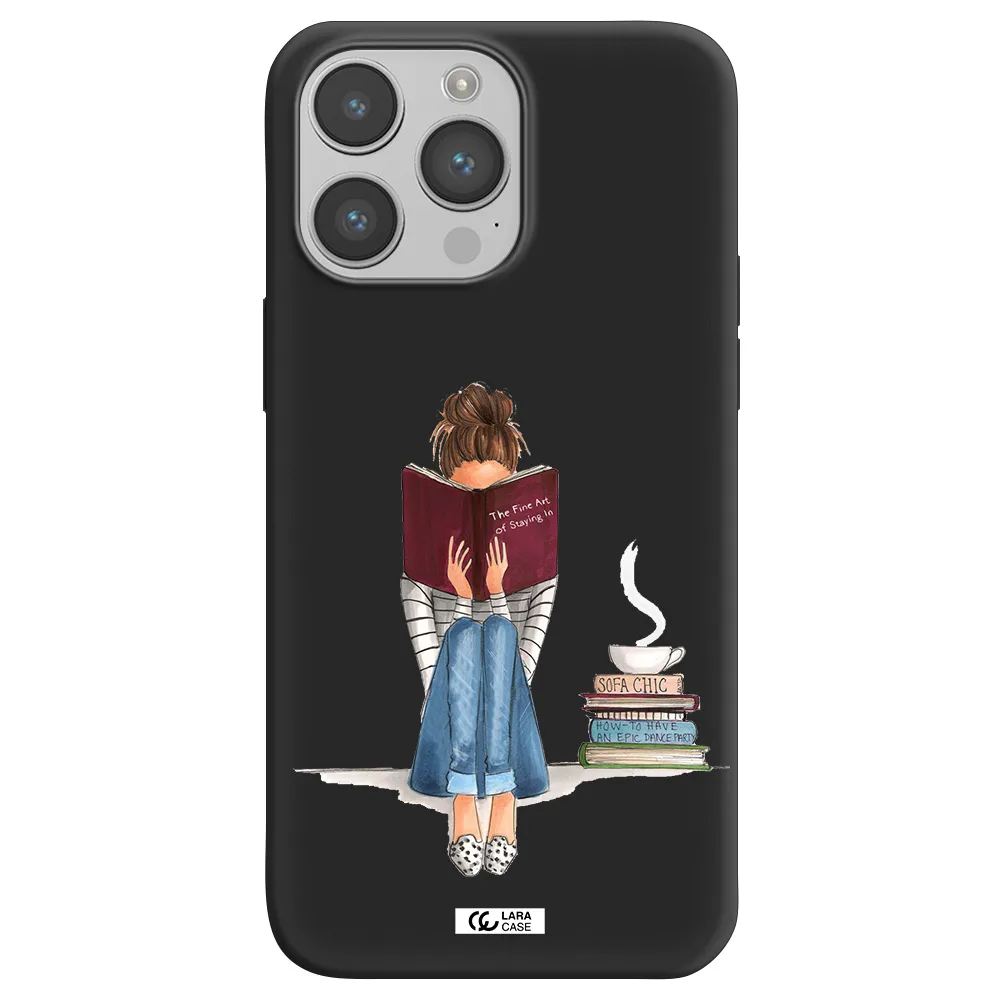Reading Hobby Girl Apple iPhone 14 pro Silicone black Case