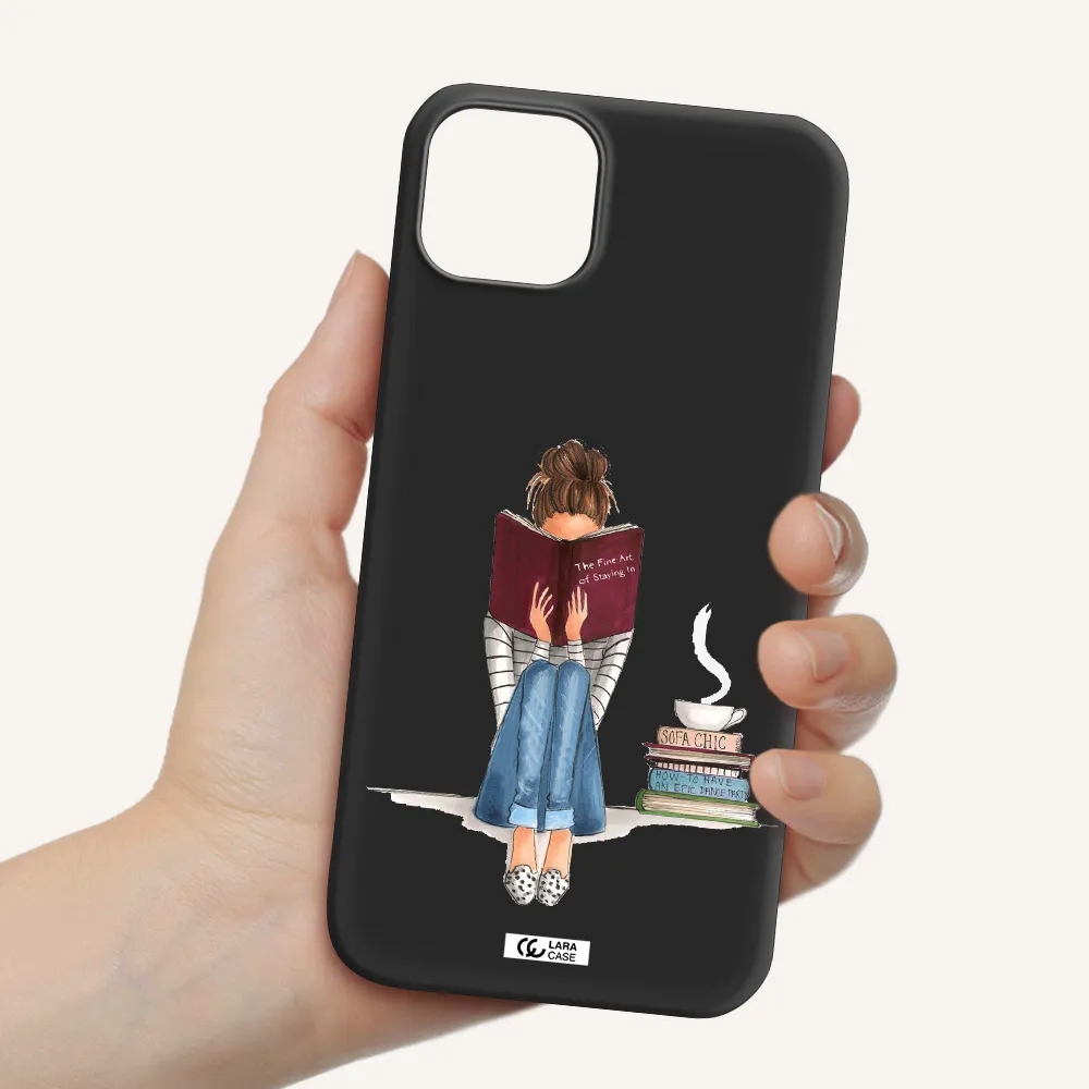 Reading Hobby Girl Apple iPhone 14 Silicone black Case