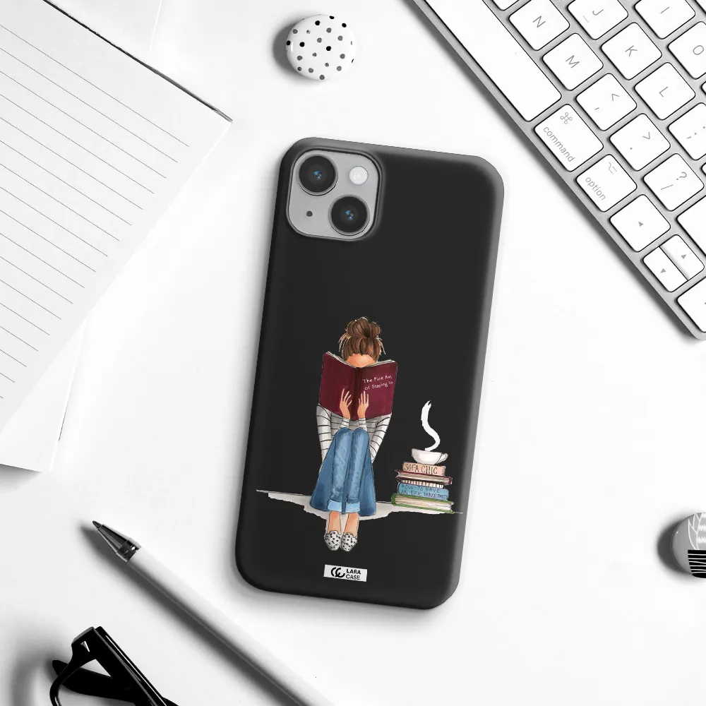 Reading Hobby Girl Apple iPhone 14 Silicone black Case
