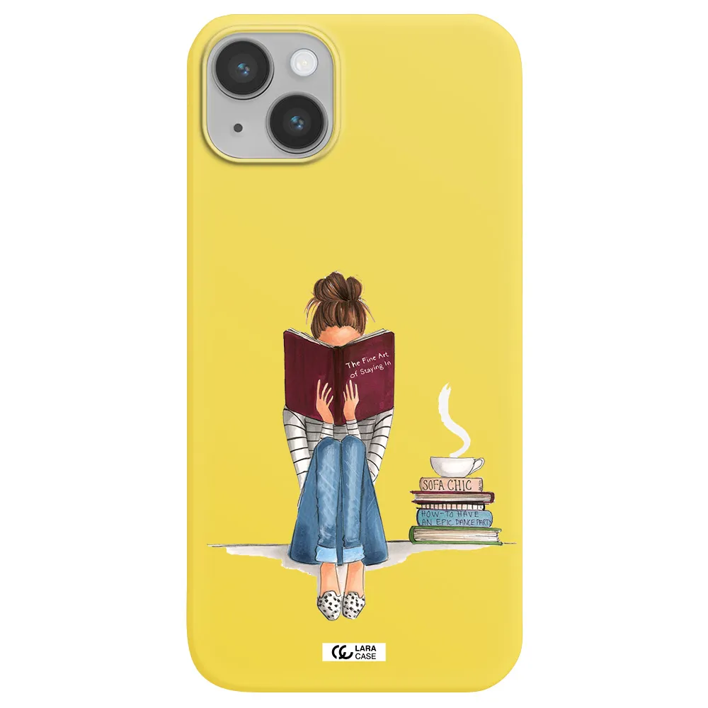 Reading Hobby Girl Apple iPhone 14 Silicone canary yellow Case