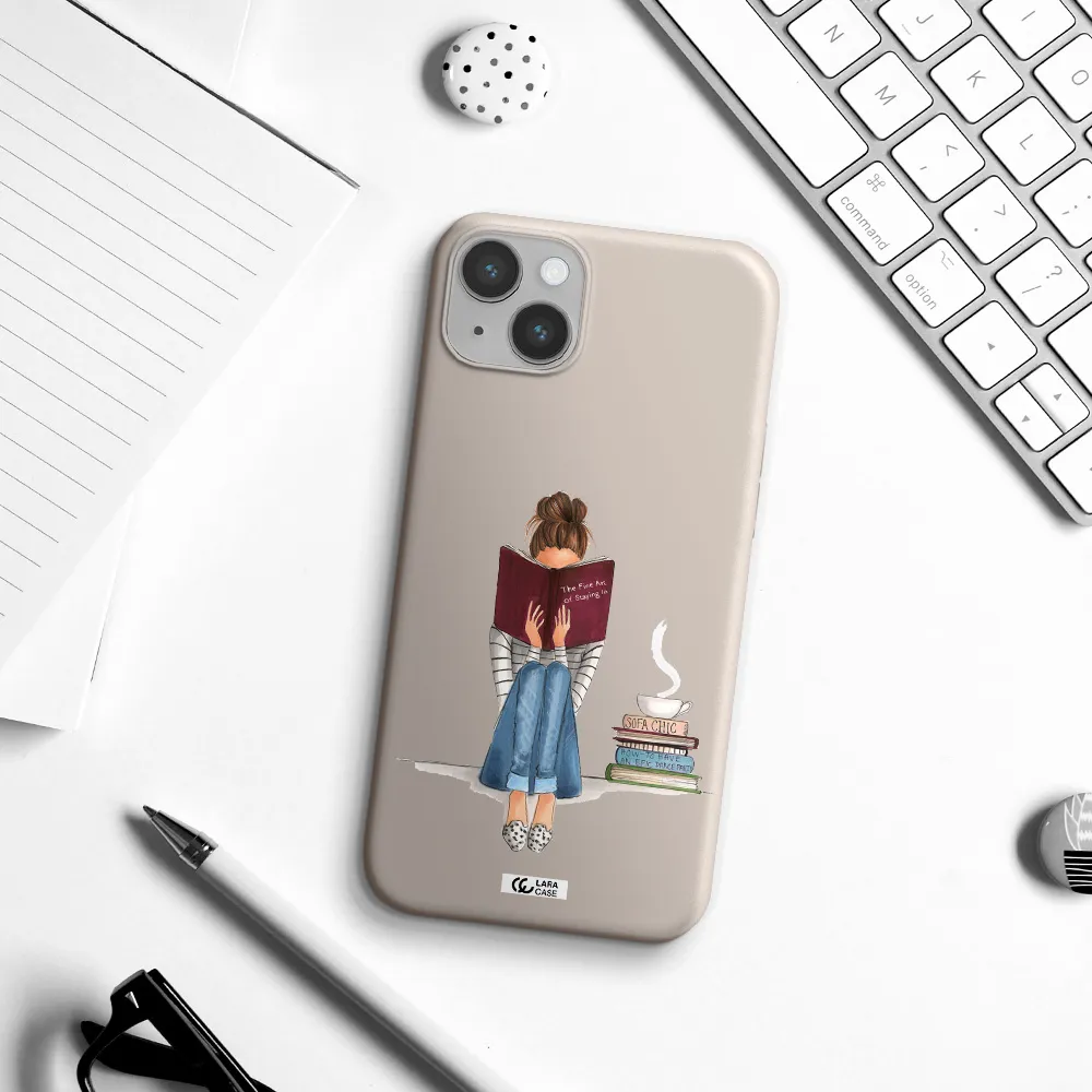 Reading Hobby Girl Apple iPhone 14 Silicone Stone Case
