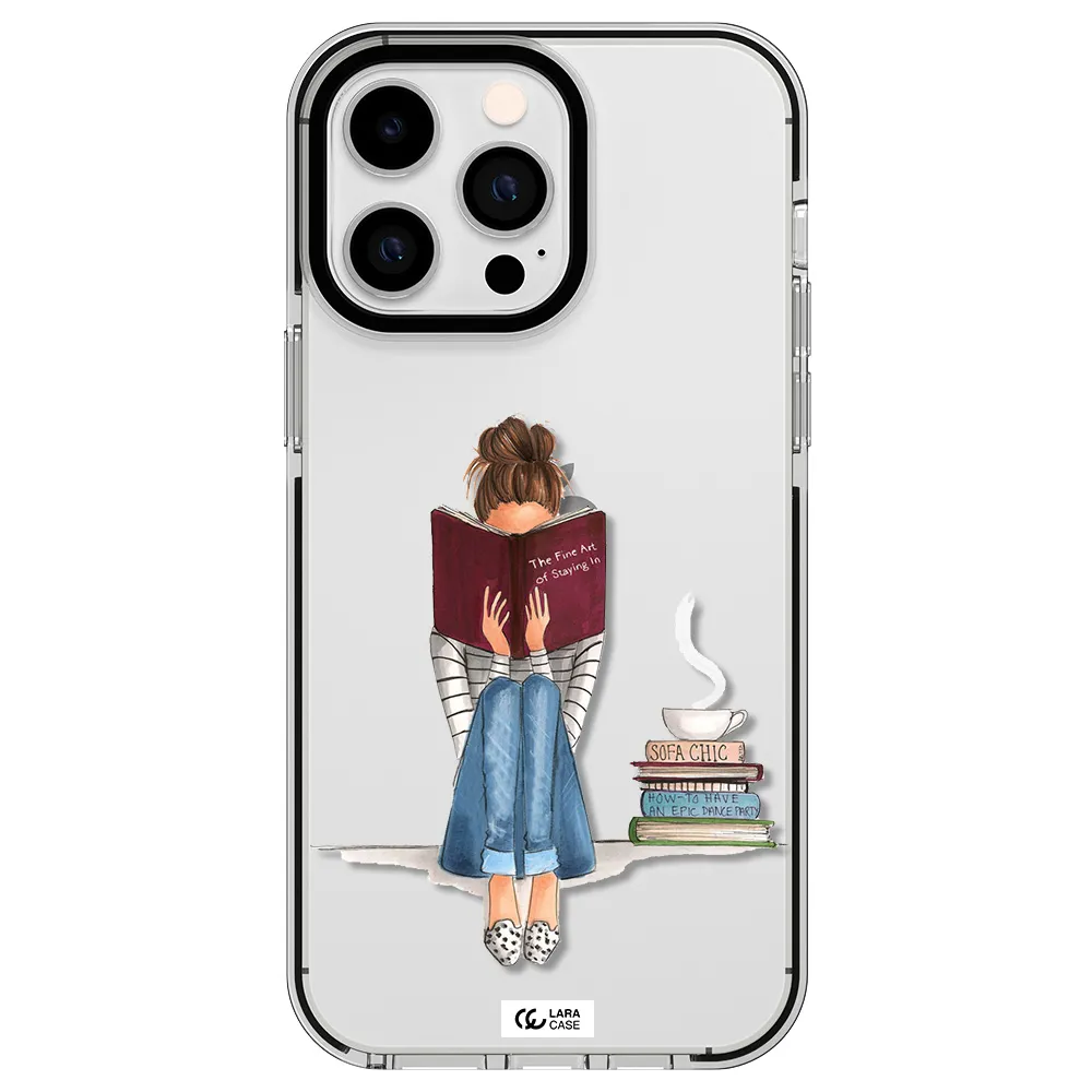 Reading Hobby Girl Apple iPhone 15 Pro Max impact black border Case