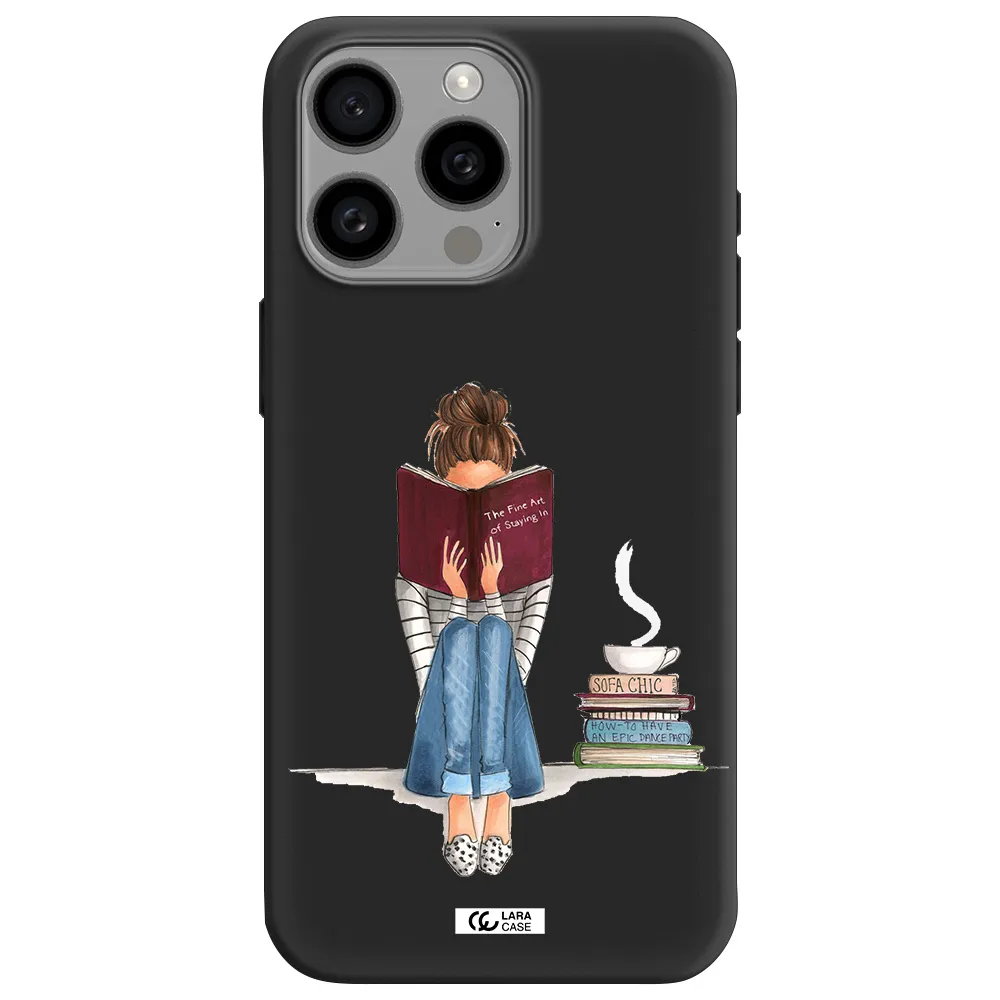 Reading Hobby Girl Apple Iphone 15 Pro max Silicone black Case