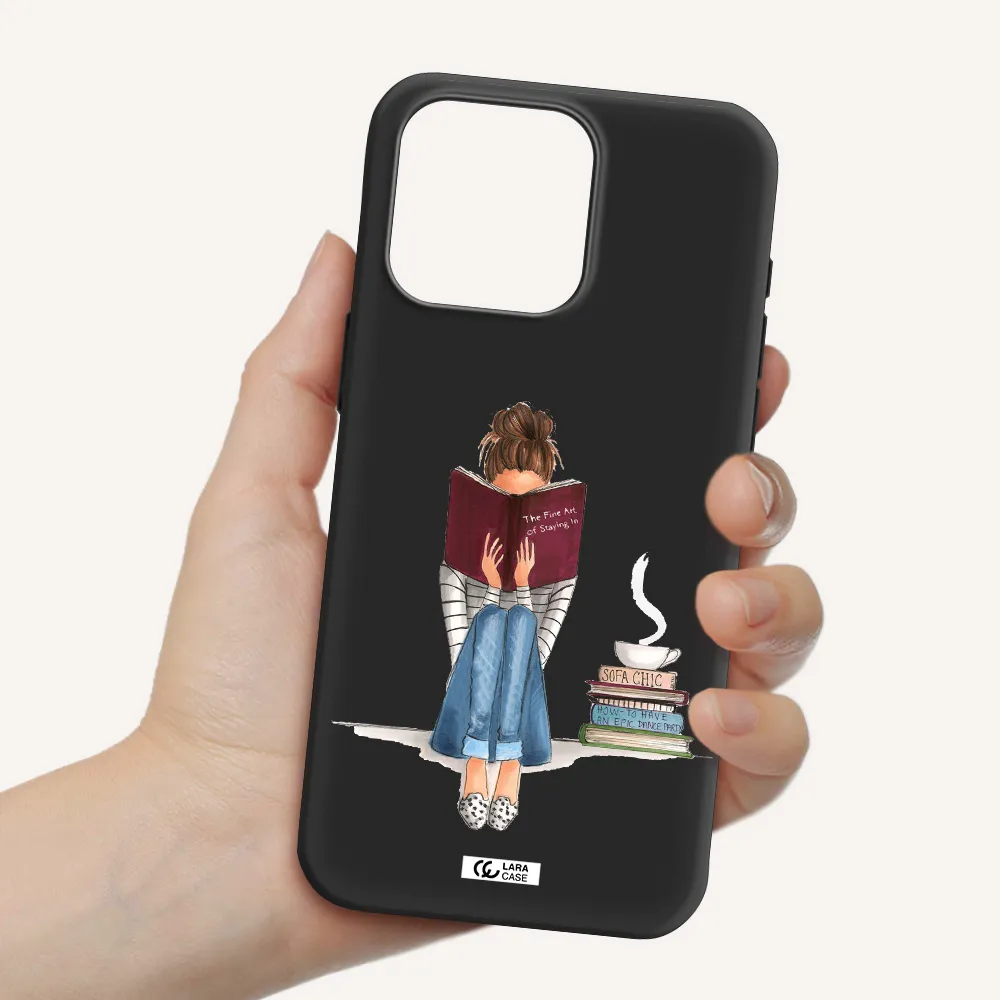 Reading Hobby Girl Apple Iphone 15 Pro max Silicone black Case