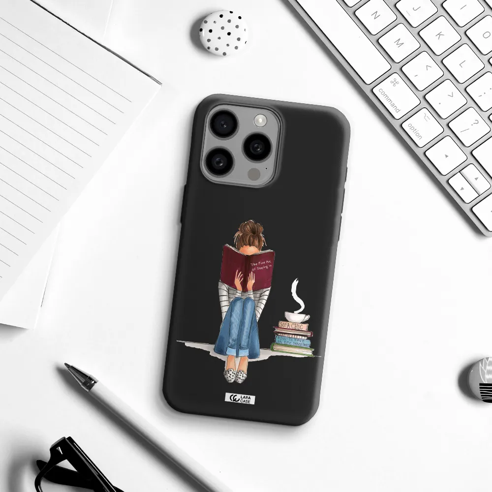 Reading Hobby Girl Apple Iphone 15 Pro max Silicone black Case