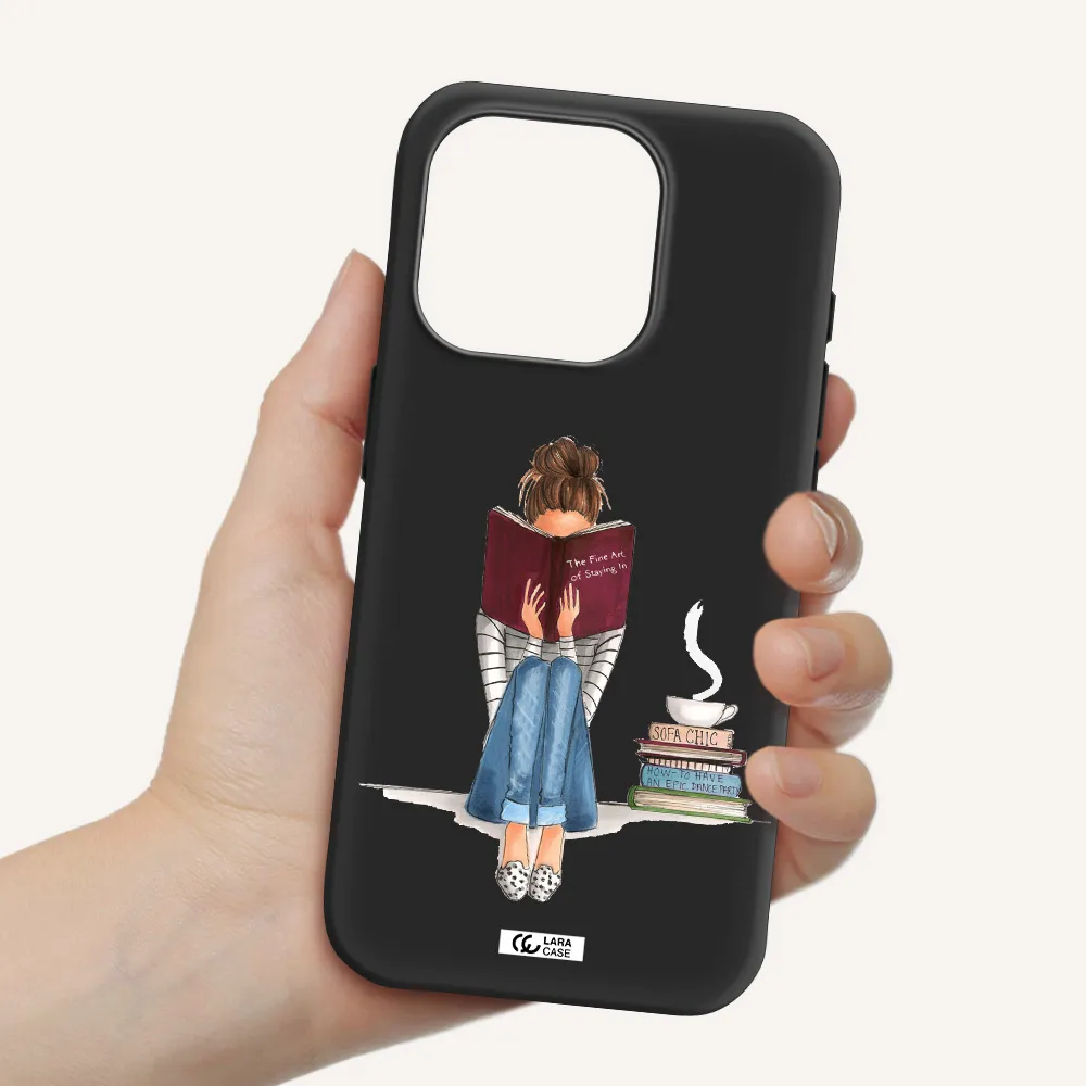 Reading Hobby Girl Apple Iphone 15 Pro Silicone Black Case