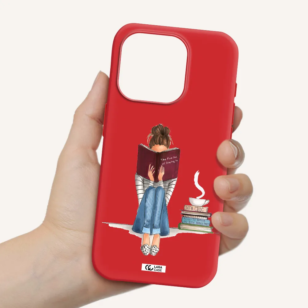 Reading Hobby Girl Apple Iphone 15 Pro Silicone Imperial Red Case