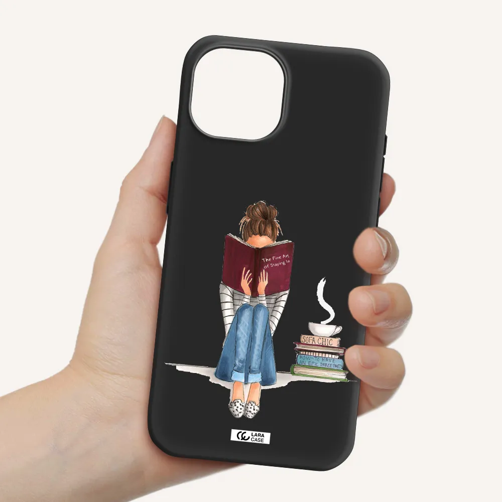 Reading Hobby Girl Apple iPhone 15 Silicone black Case