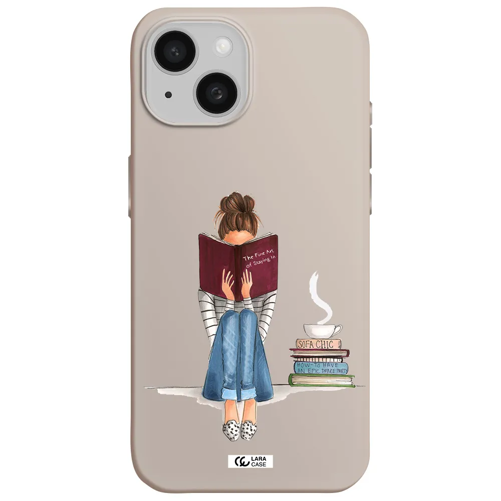 Reading Hobby Girl Apple iPhone 15 Silicone Stone Case