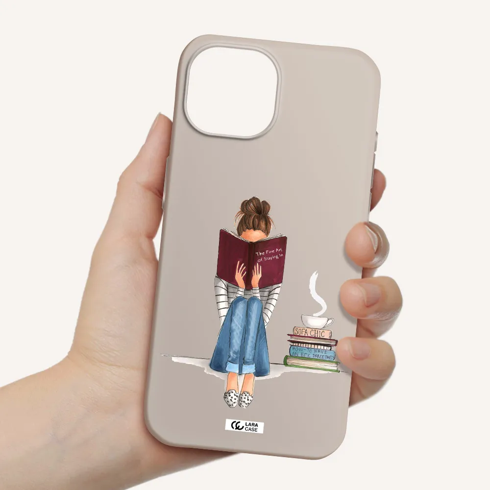 Reading Hobby Girl Apple iPhone 15 Silicone Stone Case