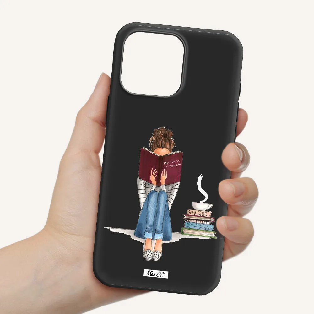 Reading Hobby Girl Apple Iphone 16 Pro Max Silicone Black Case