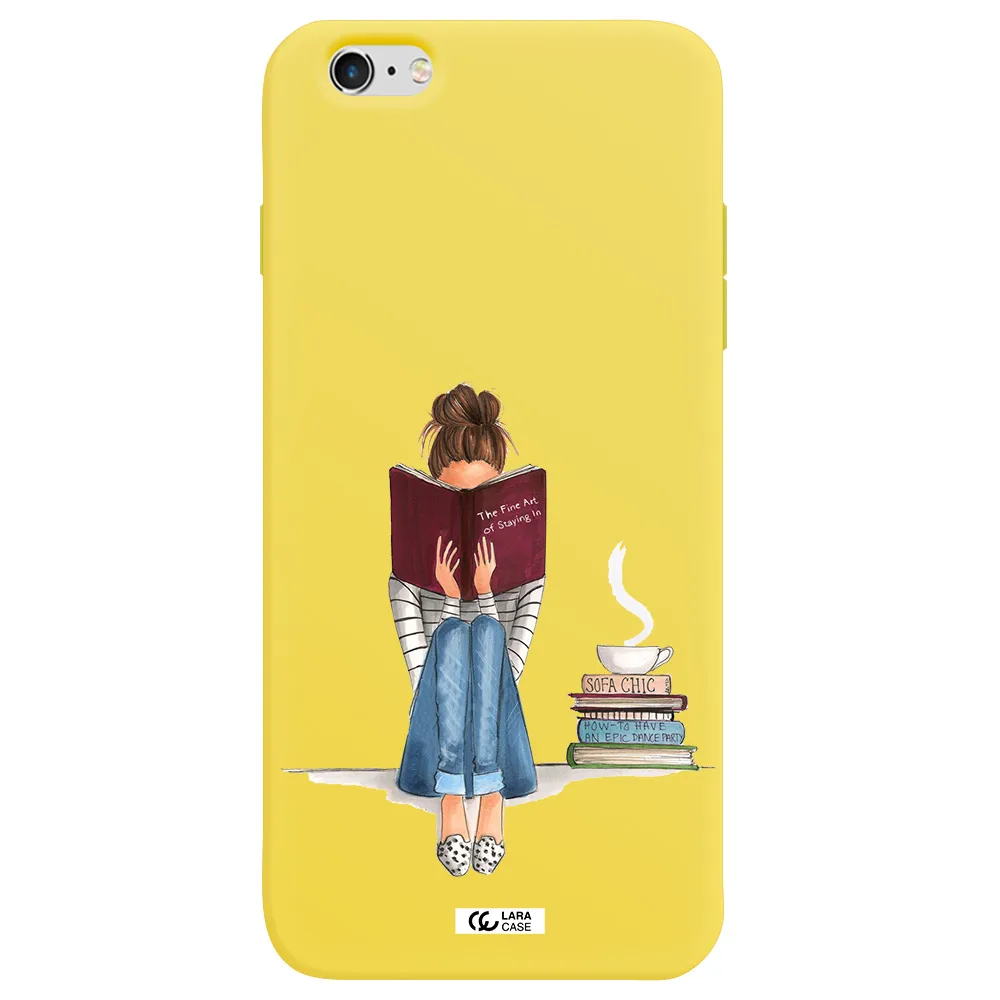 Reading Hobby Girl Apple iPhone 6 plus Silicone canary yellow Case