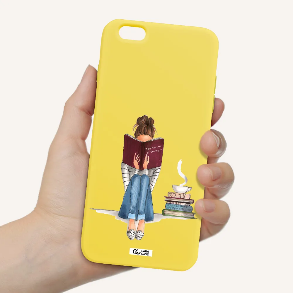 Reading Hobby Girl Apple iPhone 6 plus Silicone canary yellow Case