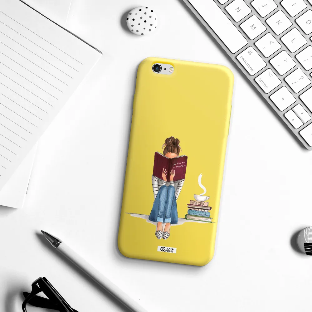 Reading Hobby Girl Apple iPhone 6 plus Silicone canary yellow Case
